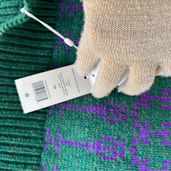 Tory Burch Merino Fair Isle Scarf Dark Ceramic Green - Picture 5 of 13